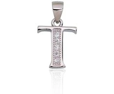 Sidabrinis Pakabukas - Vardo Raidė. Metalas: Sidabras. Praba: 925°. Akmuo: Cirkonai - 1.2 g. - 19 mm.
