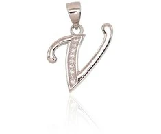 Sidabrinis Pakabukas - Vardo Raidė. Metalas: Sidabras. Praba: 925°. Akmuo: Cirkonai - 1.5 g. - 20 mm.