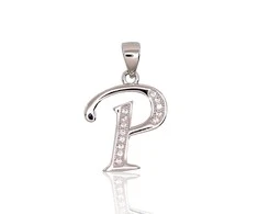 Sidabrinis Pakabukas - Vardo Raidė. Metalas: Sidabras. Praba: 925°. Akmuo: Cirkonai - 1.8 g. - 23 mm.