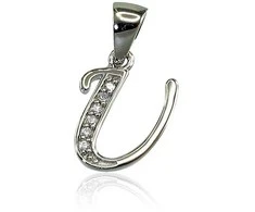Sidabrinis Pakabukas - Vardo Raidė. Metalas: Sidabras. Praba: 925°. Akmuo: Cirkonai - 1.4 g. - 22 mm.