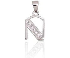 Sidabrinis Pakabukas - Vardo Raidė. Metalas: Sidabras. Praba: 925°. Akmuo: Cirkonai - 1.5 g. - 20 mm.