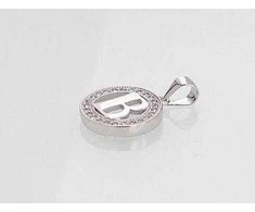 Sidabrinis Pakabukas - Vardo Raidė. Metalas: Sidabras. Praba: 925°. Akmuo: Cirkonai - 1.8 g. - 21 mm.