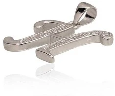 Sidabrinis Pakabukas - Vardo Raidė. Metalas: Sidabras. Praba: 925°. Akmuo: Cirkonai - 2.1 g. - 20 mm.