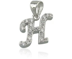 Sidabrinis Pakabukas - Vardo Raidė. Metalas: Sidabras. Praba: 925°. Akmuo: Cirkonai - 1.5 g. - 21 mm.