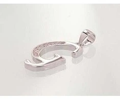 Sidabrinis Pakabukas - Vardo Raidė. Metalas: Sidabras. Praba: 925°. Akmuo: Cirkonai - 2 g. - 26 mm.