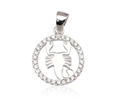 Sidabrinis pakabukas Zodiakas. . Praba: 925°. Akmuo: Cirkonai - 2.6 g. - 24 mm.