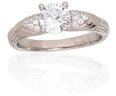 Sidabrinis sužadėtuvių žiedas. Praba: 925°, Metalas: Sidabras, Akmuo: Cirkonai - 17 - 3.4 g.