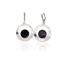Sidabriniai auskarai anglišku užsegimu, Metalas: Sidabras, Praba: 925°, Akmuo: Agatas - 14.9 g. - 54 mm.