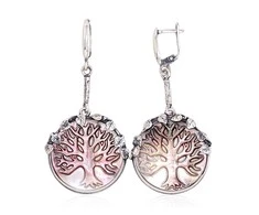 Sidabriniai auskarai anglišku užsegimu, Metalas: Sidabras, Praba: 925°, Akmuo: Perlamutras - 60 mm. - 12.1 g.