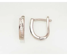 Sidabriniai auskarai anglišku užsegimu, Metalas: Sidabras, Praba: 925°, Akmuo: Cirkonai - 2.4 g. - 14 mm.