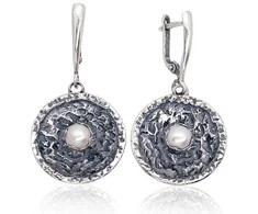 Sidabriniai auskarai anglišku užsegimu, Metalas: Sidabras, Praba: 925°, Akmuo: Perlai - 45 mm. - 11.7 g.
