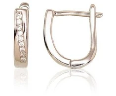 Sidabriniai auskarai anglišku užsegimu, Metalas: Sidabras, Praba: 925°, Akmuo: Cirkonai - 2.4 g. - 14 mm.