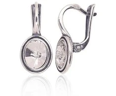 Sidabriniai auskarai anglišku užsegimu, Metalas: Sidabras, Praba: 925°, Akmuo: Kristalai - 3.2 g. - 20 mm.
