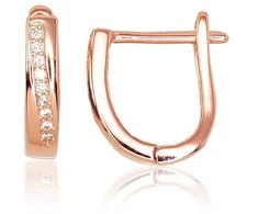 Sidabriniai auskarai anglišku užsegimu, Metalas: Sidabras, Praba: 925°, Akmuo: Cirkonai - 14 mm. - 2.6 g.