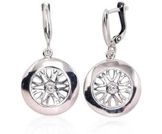 Sidabriniai auskarai anglišku užsegimu, Metalas: Sidabras, Praba: 925°, Akmuo: Cirkonai - 6 g. - 39 mm.