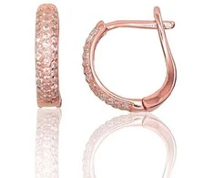 Sidabriniai auskarai anglišku užsegimu, Metalas: Sidabras, Praba: 925°, Akmuo: Cirkonai - 2.1 g. - 14 mm.