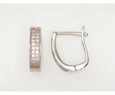 Sidabriniai auskarai anglišku užsegimu, Metalas: Sidabras, Praba: 925°, Akmuo: Cirkonai - 2.3 g. - 14 mm.
