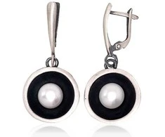 Sidabriniai auskarai anglišku užsegimu, Metalas: Sidabras, Praba: 925°, Akmuo: Perlai - 40 mm. - 7.2 g.