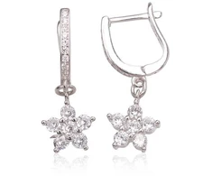 Sidabriniai auskarai anglišku užsegimu, Metalas: Sidabras, Praba: 925°, Akmuo: Cirkonai - 3.2 g. - 28 mm.