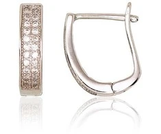 Sidabriniai auskarai anglišku užsegimu, Metalas: Sidabras, Praba: 925°, Akmuo: Cirkonai - 2.5 g. - 14 mm.