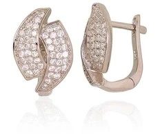 Sidabriniai auskarai anglišku užsegimu, Metalas: Sidabras, Praba: 925°, Akmuo: Cirkonai - 2.9 g. - 14 mm.