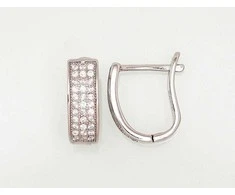 Sidabriniai auskarai anglišku užsegimu, Metalas: Sidabras, Praba: 925°, Akmuo: Cirkonai - 2.7 g. - 14 mm.