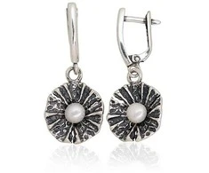 Sidabriniai auskarai anglišku užsegimu, Metalas: Sidabras, Praba: 925°, Akmuo: Perlai - 6 g. - 36 mm.