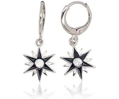 Sidabriniai auskarai anglišku užsegimu, Metalas: Sidabras, Praba: 925°, Akmuo: Cirkonai , Juvelyrinė emalė - 29 mm. - 2.8 g.