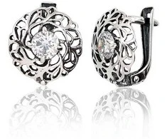 Sidabriniai auskarai anglišku užsegimu, Metalas: Sidabras, Praba: 925°, - 14 mm. - 2.6 g.