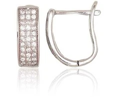 Sidabriniai auskarai anglišku užsegimu, Metalas: Sidabras, Praba: 925°, Akmuo: Cirkonai - 2.7 g. - 14 mm.
