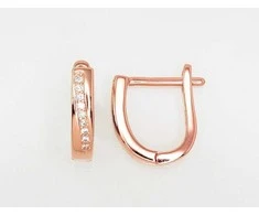 Sidabriniai auskarai anglišku užsegimu, Metalas: Sidabras, Praba: 925°, Akmuo: Cirkonai - 14 mm. - 2.6 g.