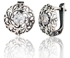 Sidabriniai auskarai anglišku užsegimu, Metalas: Sidabras, Praba: 925°, - 14 mm. - 2.6 g.