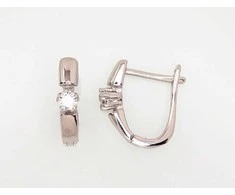 Sidabriniai auskarai anglišku užsegimu, Metalas: Sidabras, Praba: 925°, Akmuo: Cirkonai - 2.6 g. - 16 mm.