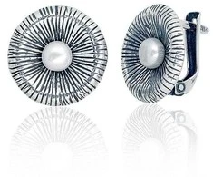 Sidabriniai auskarai anglišku užsegimu, Metalas: Sidabras, Praba: 925°, Akmuo: Perlai - 4.9 g. - 16 mm.