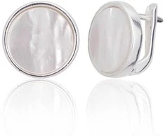 Sidabriniai auskarai anglišku užsegimu, Metalas: Sidabras, Praba: 925°, Akmuo: Perlamutras - 14 mm. - 5.2 g.