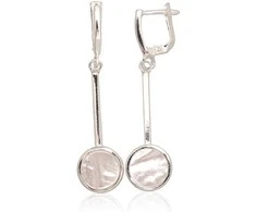 Sidabriniai auskarai anglišku užsegimu, Metalas: Sidabras, Praba: 925°, Akmuo: Perlamutras - 6.2 g. - 50 mm.