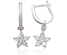Sidabriniai auskarai anglišku užsegimu, Metalas: Sidabras, Praba: 925°, Akmuo: Cirkonai - 3.2 g. - 28 mm.