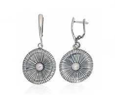 Sidabriniai auskarai anglišku užsegimu, Metalas: Sidabras, Praba: 925°, Akmuo: Perlai - 47 mm. - 9.2 g.