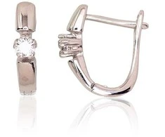 Sidabriniai auskarai anglišku užsegimu, Metalas: Sidabras, Praba: 925°, Akmuo: Cirkonai - 2.6 g. - 16 mm.