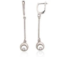 Sidabriniai auskarai anglišku užsegimu, Metalas: Sidabras, Praba: 925°, Akmuo: Cirkonai - 3.5 g. - 47 mm.