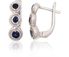 Sidabriniai auskarai ant cilindrinės spynos - 18 mm. - 5.2 g. - Safyras (1,24Ct)