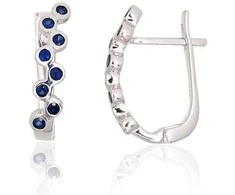 Sidabriniai auskarai ant cilindrinės spynos - 2.9 g. - 20 mm. - Safyras (0,8Ct)