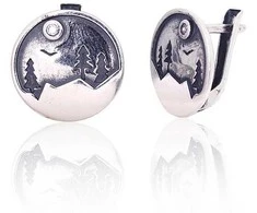 Sidabriniai auskarai ant cilindrinės spynos - 3.6 g. - 14 mm.