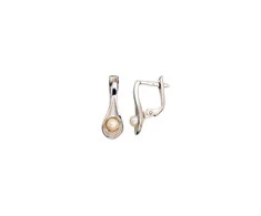 Sidabriniai auskarai anglišku užsegimu, Metalas: Sidabras, Praba: 925°, Akmuo: Perlai - 2.4 g. - 18 mm.