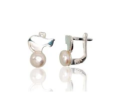 Sidabriniai auskarai anglišku užsegimu, Metalas: Sidabras, Praba: 925°, Akmuo: Perlai - 3.2 g. - 14 mm.