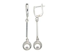Sidabriniai auskarai anglišku užsegimu, Metalas: Sidabras, Praba: 925°, Akmuo: Cirkonai - 3.4 g. - 47 mm.