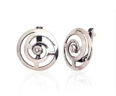 Sidabriniai auskarai anglišku užsegimu, Metalas: Sidabras, Praba: 925°, Akmuo: Cirkonai - 3.1 g. - 17 mm.