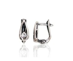 Sidabriniai auskarai anglišku užsegimu, Metalas: Sidabras, Praba: 925°, Akmuo: Cirkonai - 1.8 g. - 13 mm.