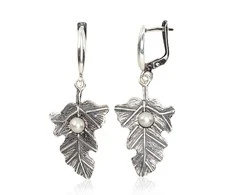 Sidabriniai auskarai anglišku užsegimu, Metalas: Sidabras, Praba: 925°, Akmuo: Perlai - 5.8 g. - 45 mm.