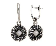 Sidabriniai auskarai anglišku užsegimu, Metalas: Sidabras, Praba: 925°, Akmuo: Perlai - 6 g. - 36 mm.